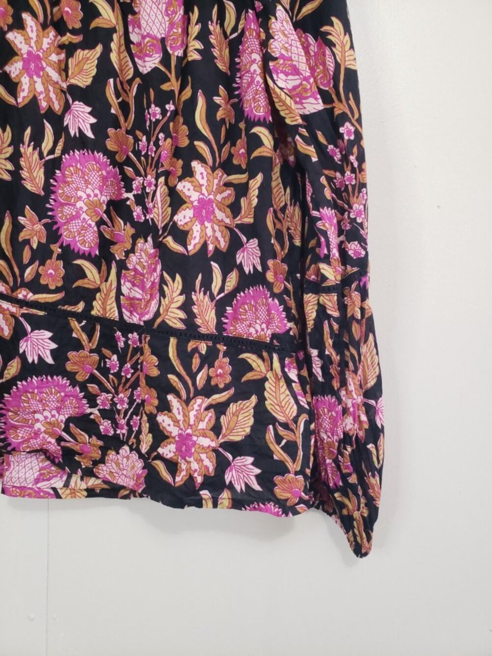 Rachel Zoe Women S Blouse Boho Peasant Embroidered Black Pink 100% Cotton Floral - Picture 4 of 6
